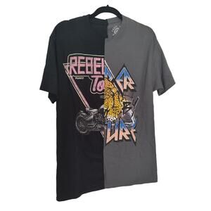 Trust the Universe split tee t-shirt punk rocker cheetah motorcycle M